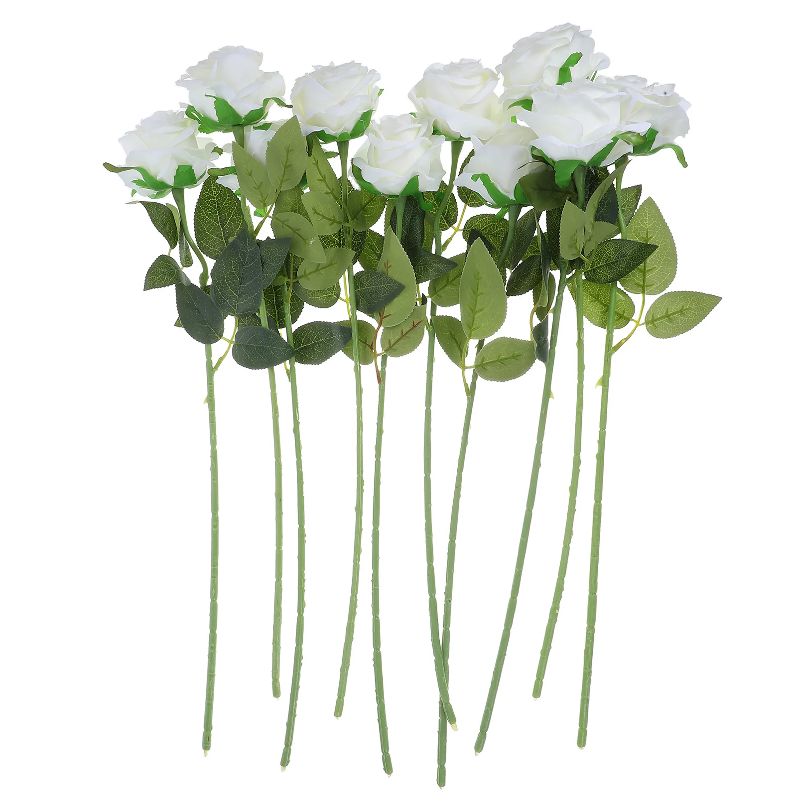 

10pcs Simulation Rose: Realistic Artificial Roses With Stems For Wedding Bouquets Party Decor Home Decor Valentine'S Day White