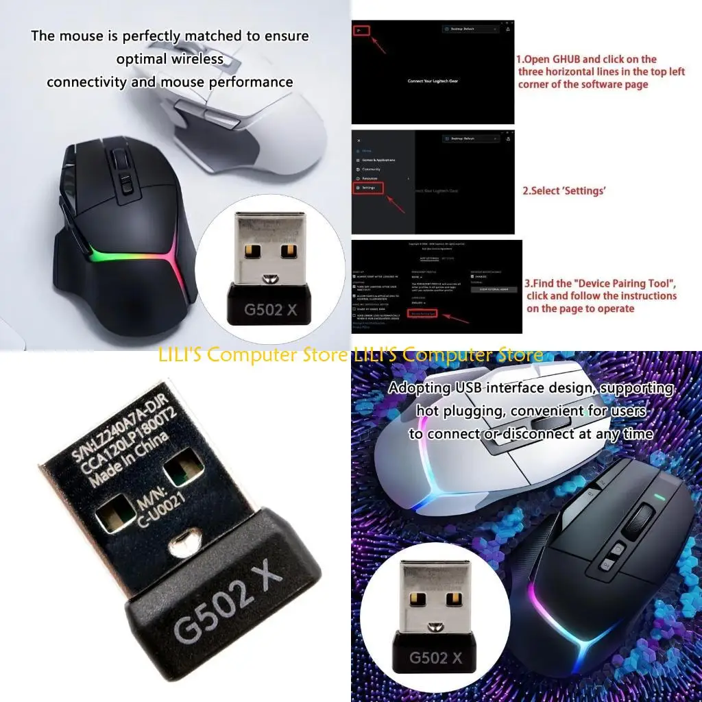 

A52B USB Mouse Receiver for G502 X / G502 X PlusLightspeed Mouse Precise Performances