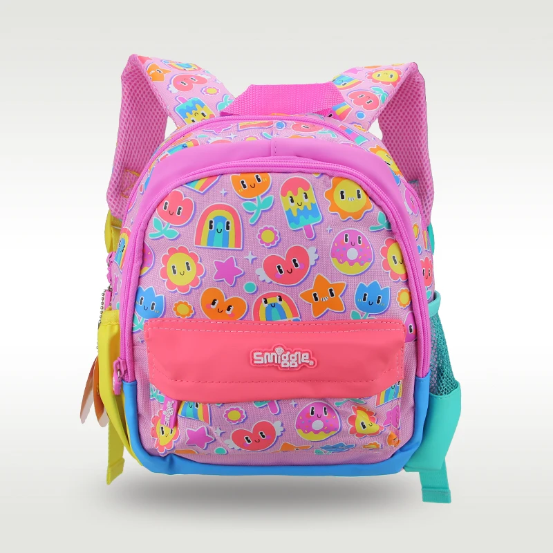 

Australia smiggle original children's schoolbag girls backpack Smiling Rainbow cool kawaii 11 inch 1-3 years old