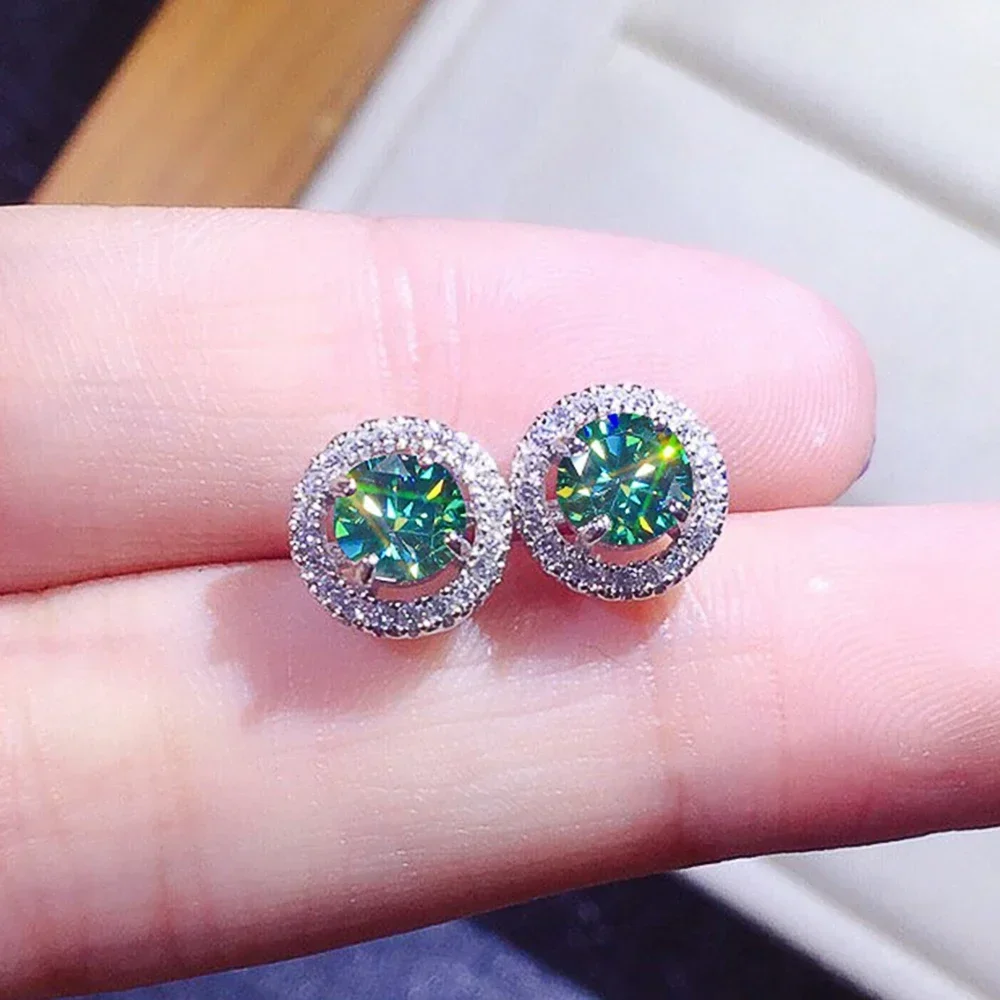 Brincos de zircônia cúbica para mulheres, piercing na orelha cor prata, temperamento verde, joias elegantes senhora, moda