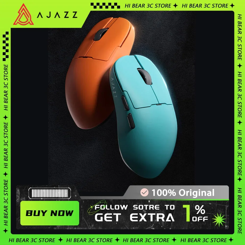 

AJAZZ AJ159 APEX Wireless Mouse Three Mode PAW3950 Sensor Charging Base 8000Hz Gaming Mouse Lightweight 400mAh Pc Gamer Office