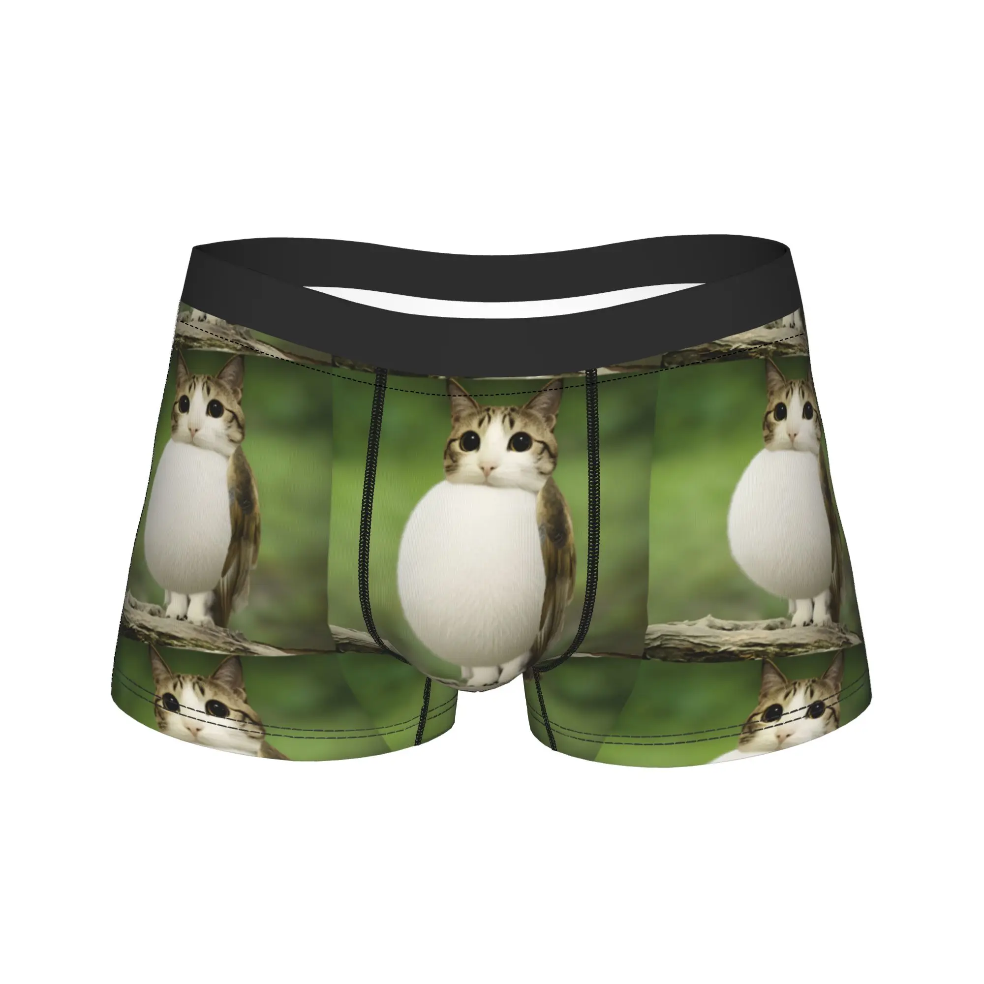 Chonky Round Meowl Cat Underwear  Man Underpants Design Breathable Boxer Shorts Quality Boxer Brief Plus Size 2XL