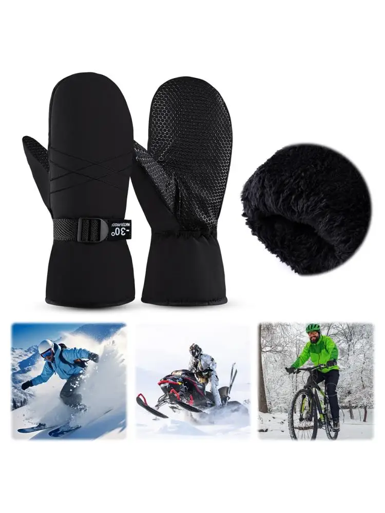 AliExpress NONE Ski Mittens Waterproof Snow Gloves Thermal Cycling Gloves Snowboard Gloves Cold Weather Gloves for Men and Women