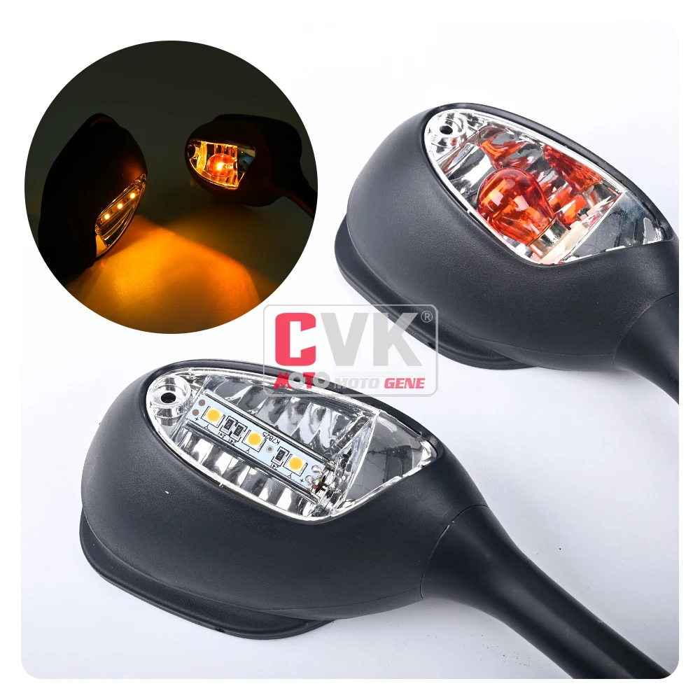 CVK espejos espejo retrovisor invertida con luz para Suzuki GSXR600 GSXR750 GSXR1000 K5 K6 K7 K8 2005, 2006, 2007, 2008, 2009, 2010