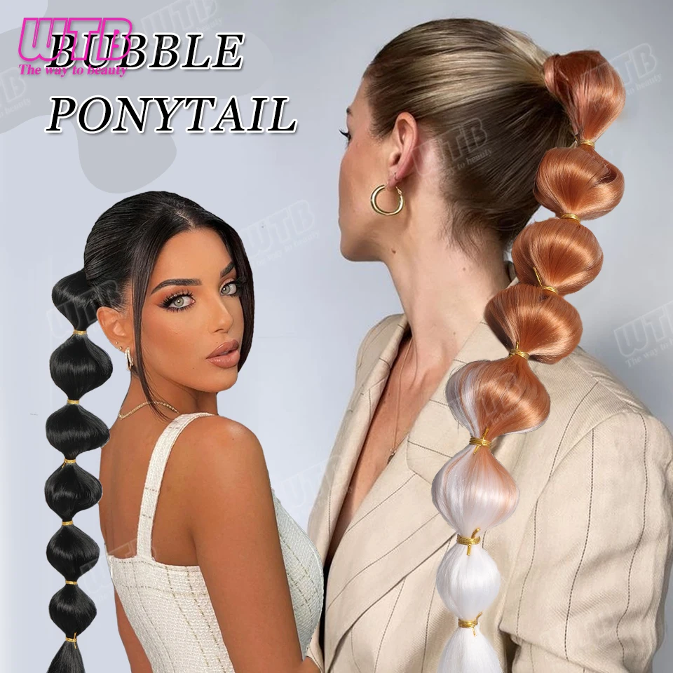 

WTB синтетический пузырьковый хвостик, наращивание волос, черный афро-пузырь, длинные косы, хвост, обертывание вокруг фонаря, конский хвост для женщин