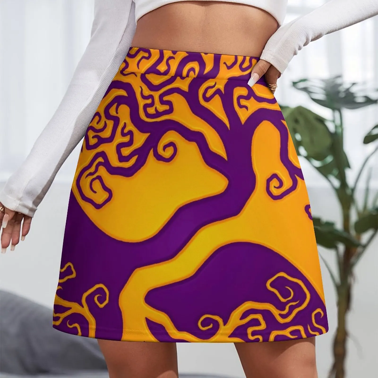 Purple and Yellow Tree of Life Yin Yang Mini Skirt mini denim skirt elegant party dresses for women 2025 Summer dress Mini Skirt