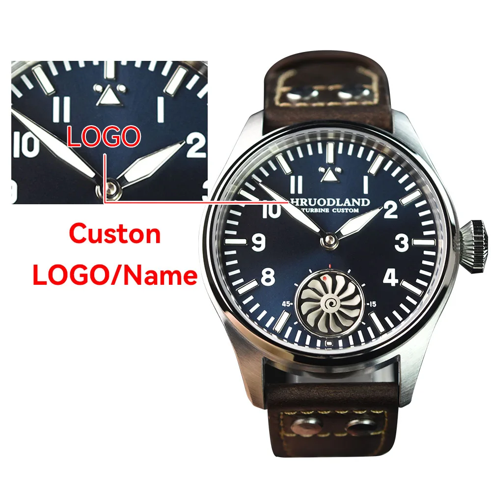 

Custom Luxury Watch Logo Dynamic Turbine Seconds Dial Sapphire Crystal BGW9 Lume Seagull ST3621 Pilot Automatic Watches for Man