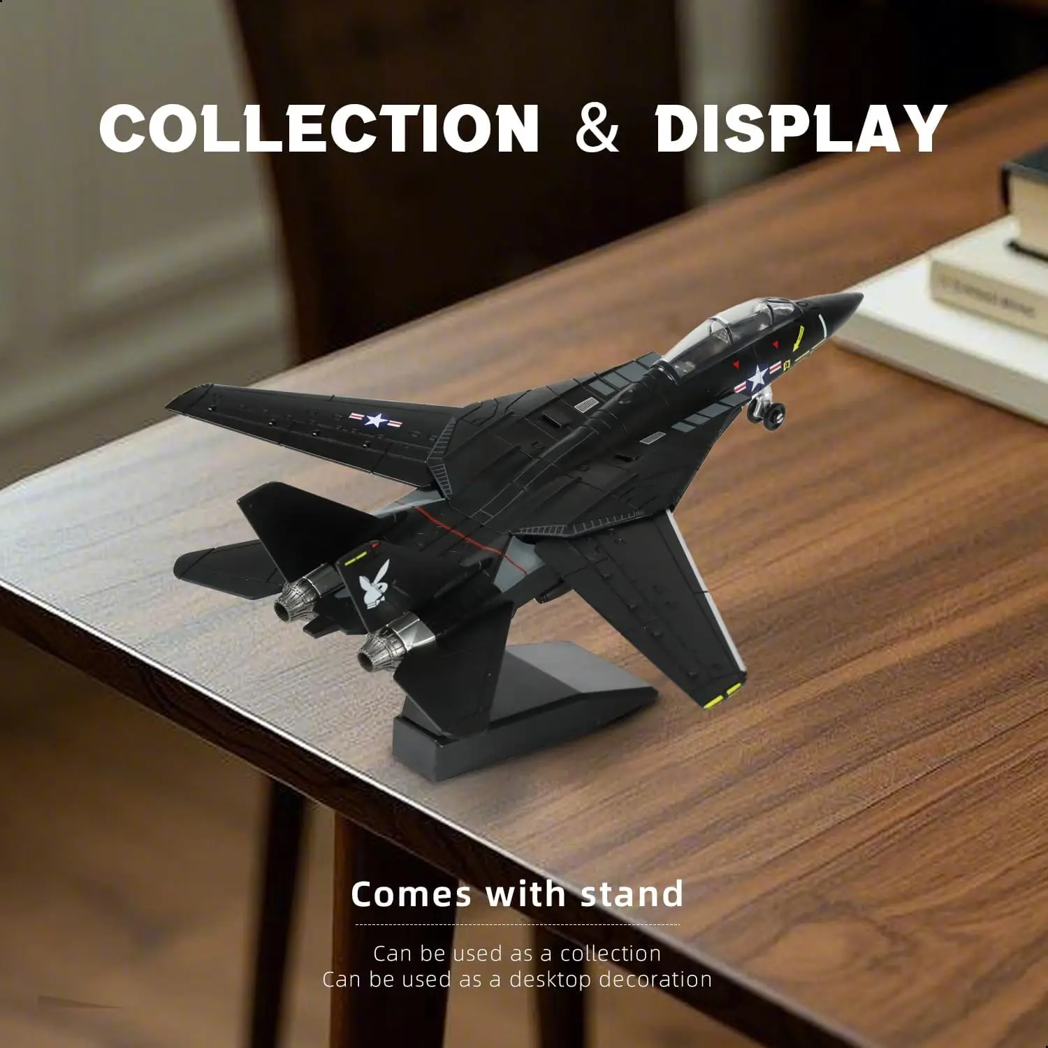 1:72 Scale F-14 Tomcat Fighter Jet Quick Build Model Kit Plastic Aircraft Model with Stand Gift for Kids Suit for Birth