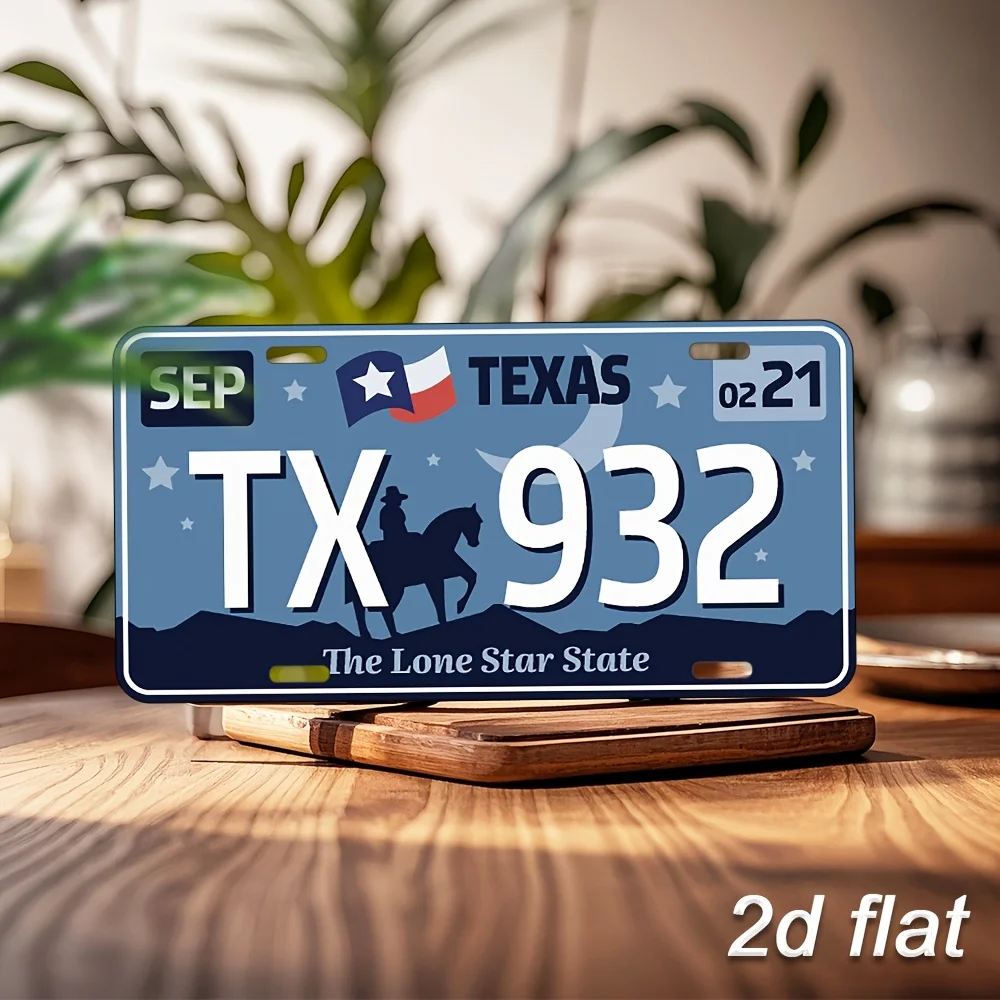 Texas-Themed Vintage Aluminum License Plate Sign - 