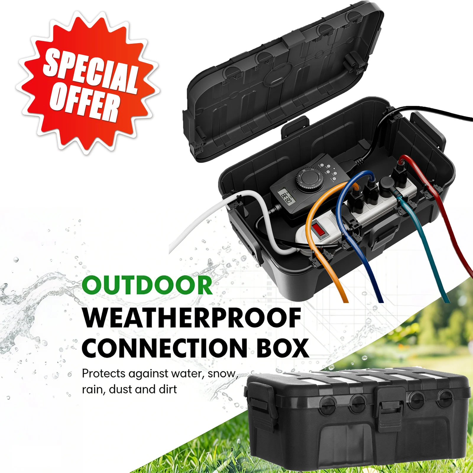 

Наружная электрическая коробка IP54, водонепроницаемая электрическая коробка, большая всепогодная крышка удлинителя для наружных вилок, светильников, кабелей