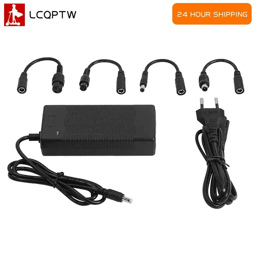 

Зарядные устройства для электрических скутеров, 42 В, 2 А, зарядное устройство для литиевой батареи, зарядное устройство с соединительным кабелем, адаптер, запасные части для скутера