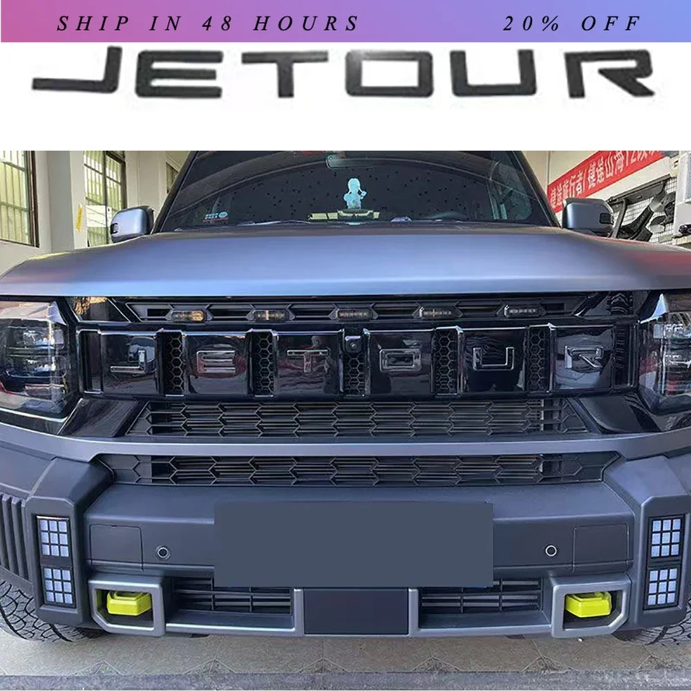 IOSN Modified Grille Daytime Running Light Emitting Stainless Steel Letter Blackening Sticker Decorative For Chery Jetour Travel