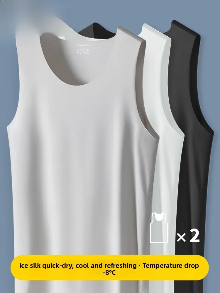 

Pierre Cardin Men's Tank Top Thin Loose Ice Silk Fitn Sport Overbust Strapl Svel T-irt Summer Moisture ng