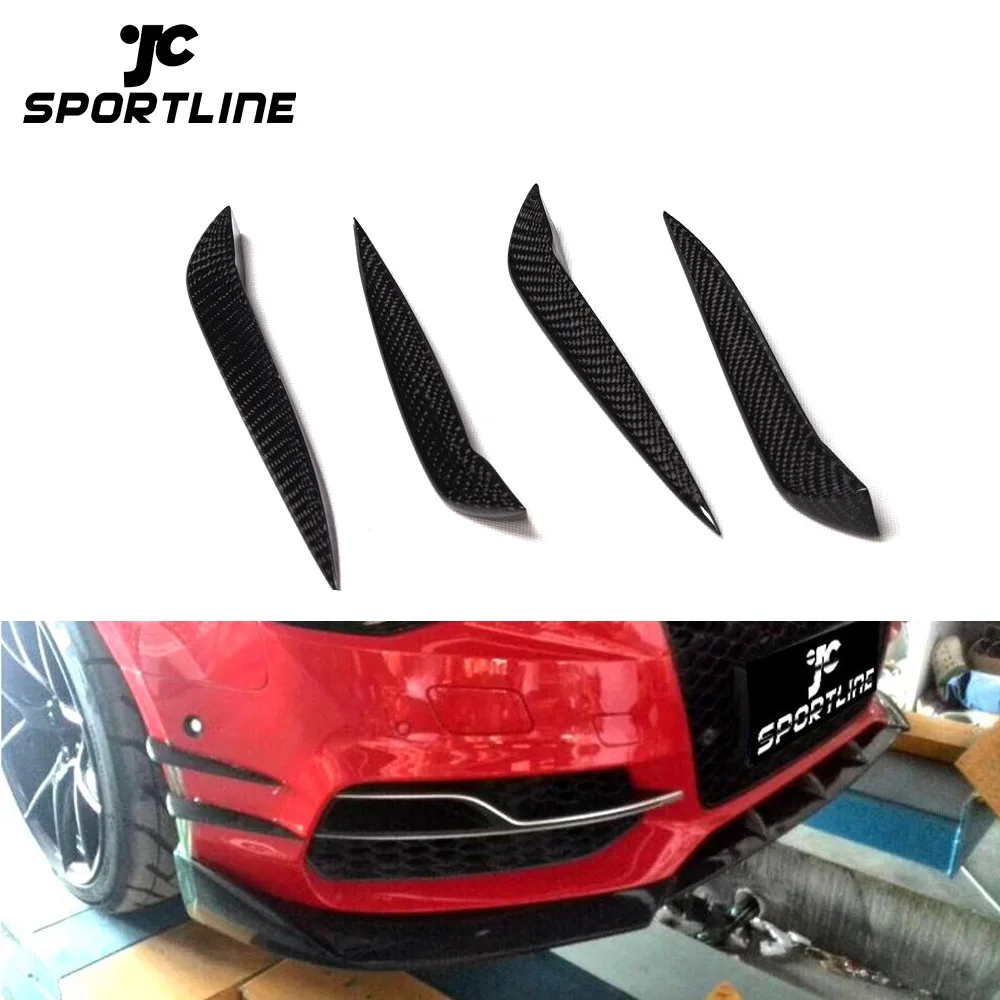 

4pcs/set Carbon Fiber S3 Front Bumper Fins For Audi A3 8V S3 Sedan 4door 14-15