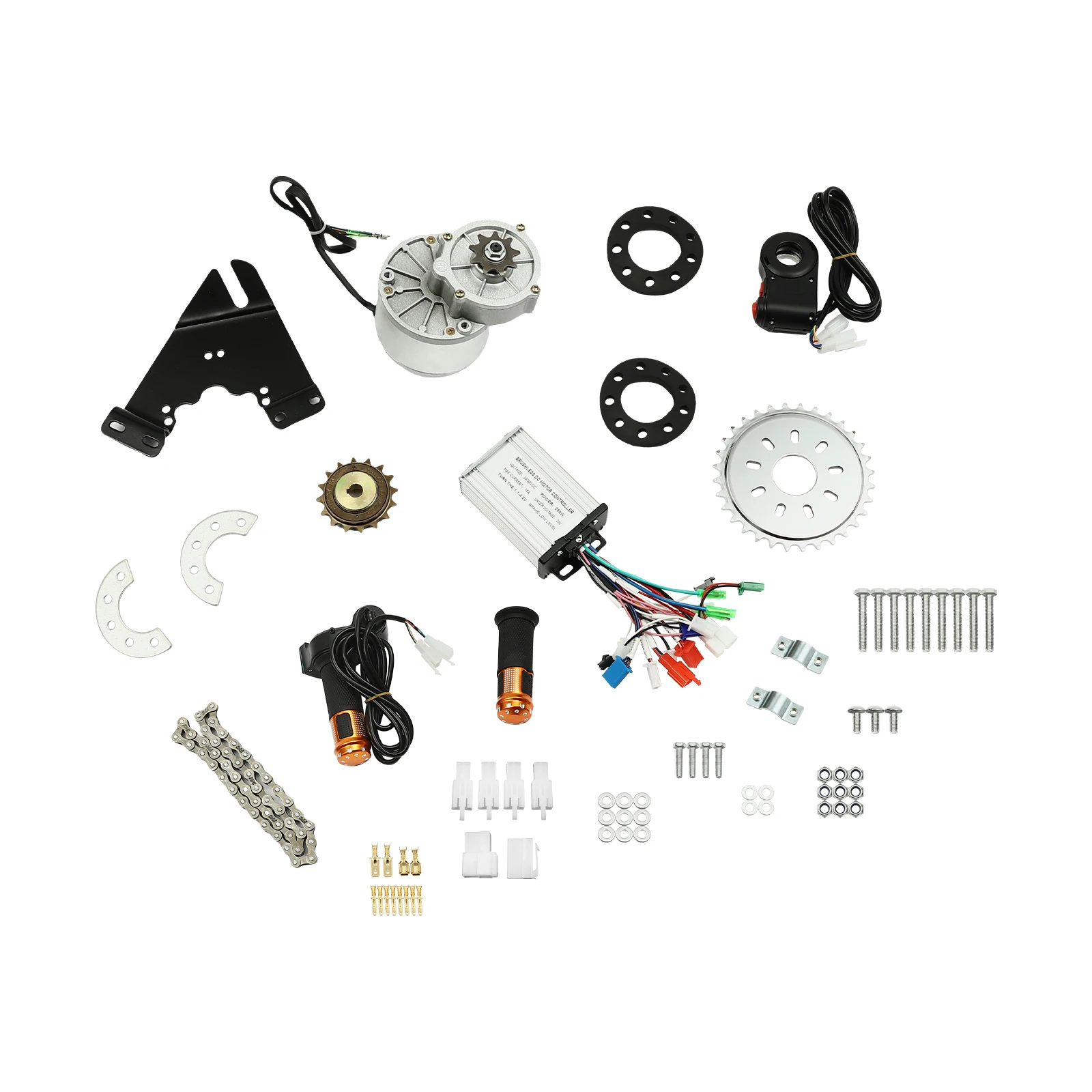 E-Bike Conversion Kit, 24V 250W IP33 Digital Display Brushless Motor Set, 3-Speed Reverse Undervoltage Protection Conversion Parts for Under 27 Inch Spoke Bicycles