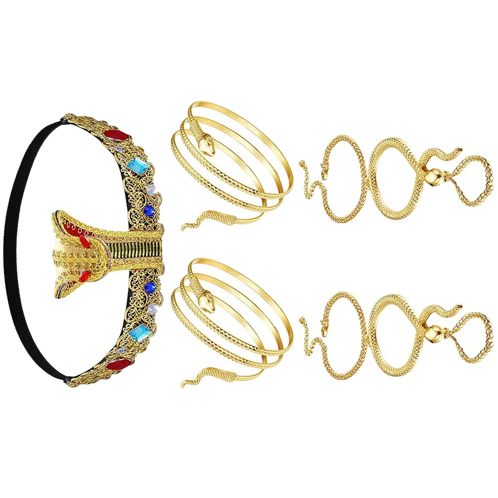 

Creative Snake Shape Headband Bracelet Set Halloween Costume Party Accessory Egyptian Cosplay Prop Lightweight for Halloween