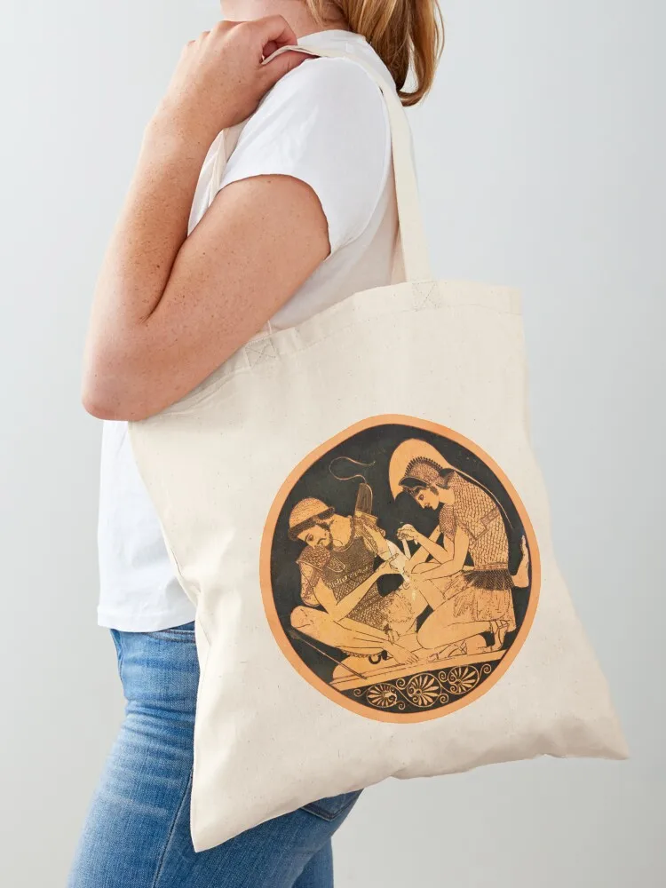 Achilles and Patroclus - Greek pottery Tote Bag large tote bag canvas tote Shopper bag women
