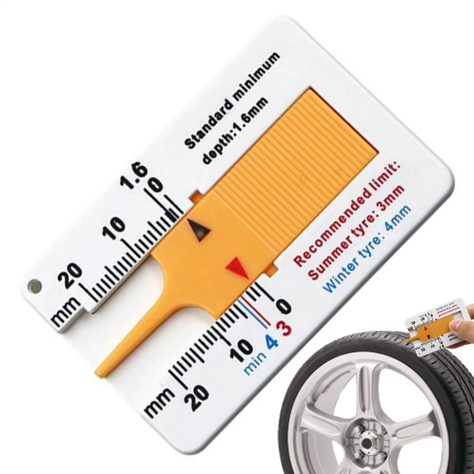 

Tire tread depth gauge 0-20 mm Portable tire gauge Easy Reading Tire tread inspector Accurate Measurement Tool for Car Truck