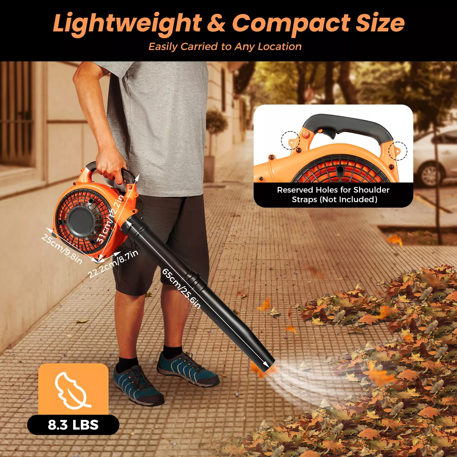 

25.4CC 2-Stroke Gas Powered Leaf Blower, Commercial Handheld Gasoline Grass Blower