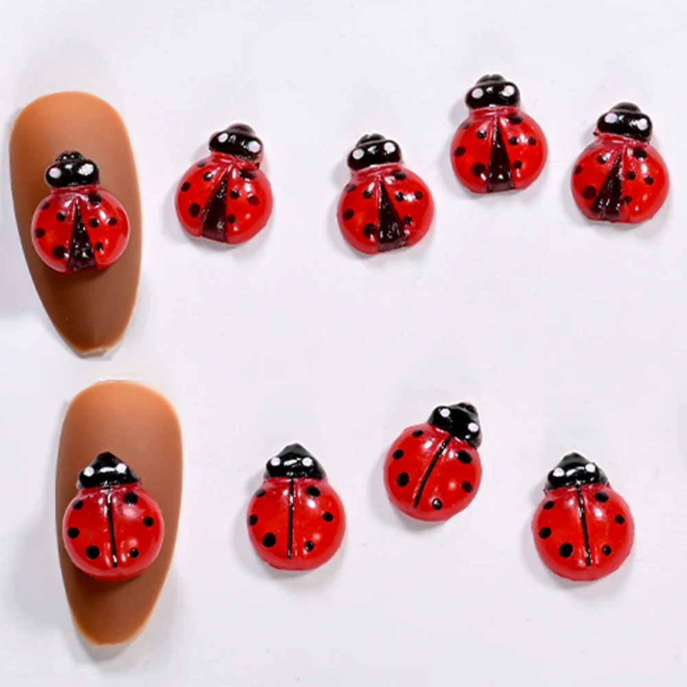 50 قطعة ثلاثية الأبعاد الأحمر الخنفساء مسمار السحر لطيف سبعة رصدت الخنفساء الحشرات مسمار الفن الديكور جراب هاتف ذاتي الصنع/الحرف مانيكير اكسسوارات