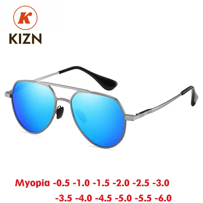 

Классические поляризационные солнцезащитные очки KIZN для близорукости, 2025, большие женские и мужские круглые очки по рецепту UV400, оптика, очки на заказ от -0,5 до -6,0