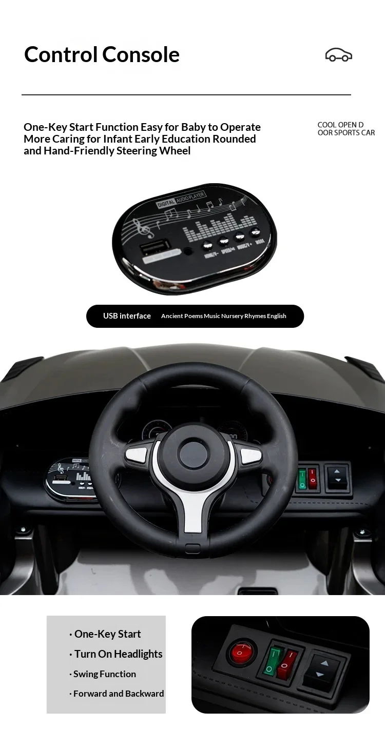 Children's Electric Vehicle Ride On Four Wheeled Remote Control Sports Baby Rocking Toy Car