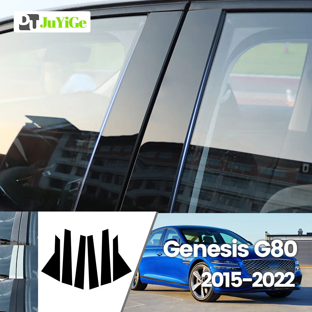 

For Genesis G80 2015-2022 2016 2017 2018 2019 2020 Bright Black Carbon Fibre Window Door B C Sticker