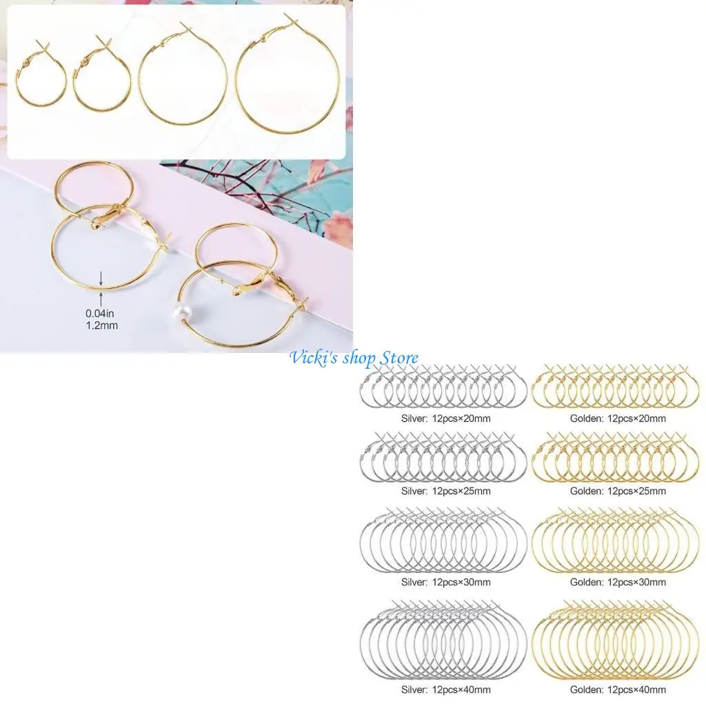 

96 шт., обручи для сережек для изготовления ювелирных изделий, круглые обручи из гипоаллергенного сплава из бисера, женские для