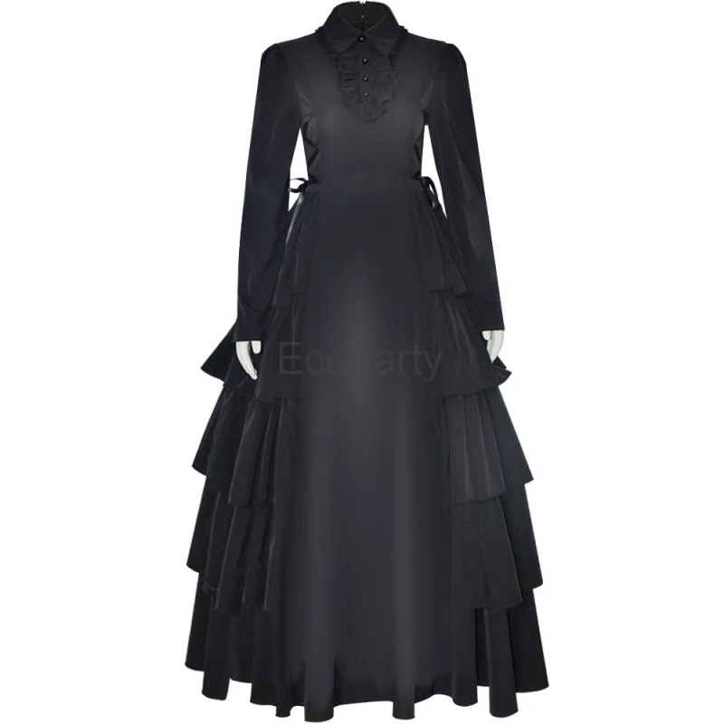 Medieval Victorian Retro Princess Costume For Women Renaissance Black Gothic Elegant Vampire Bride Swing Dresses Laides Vestidos