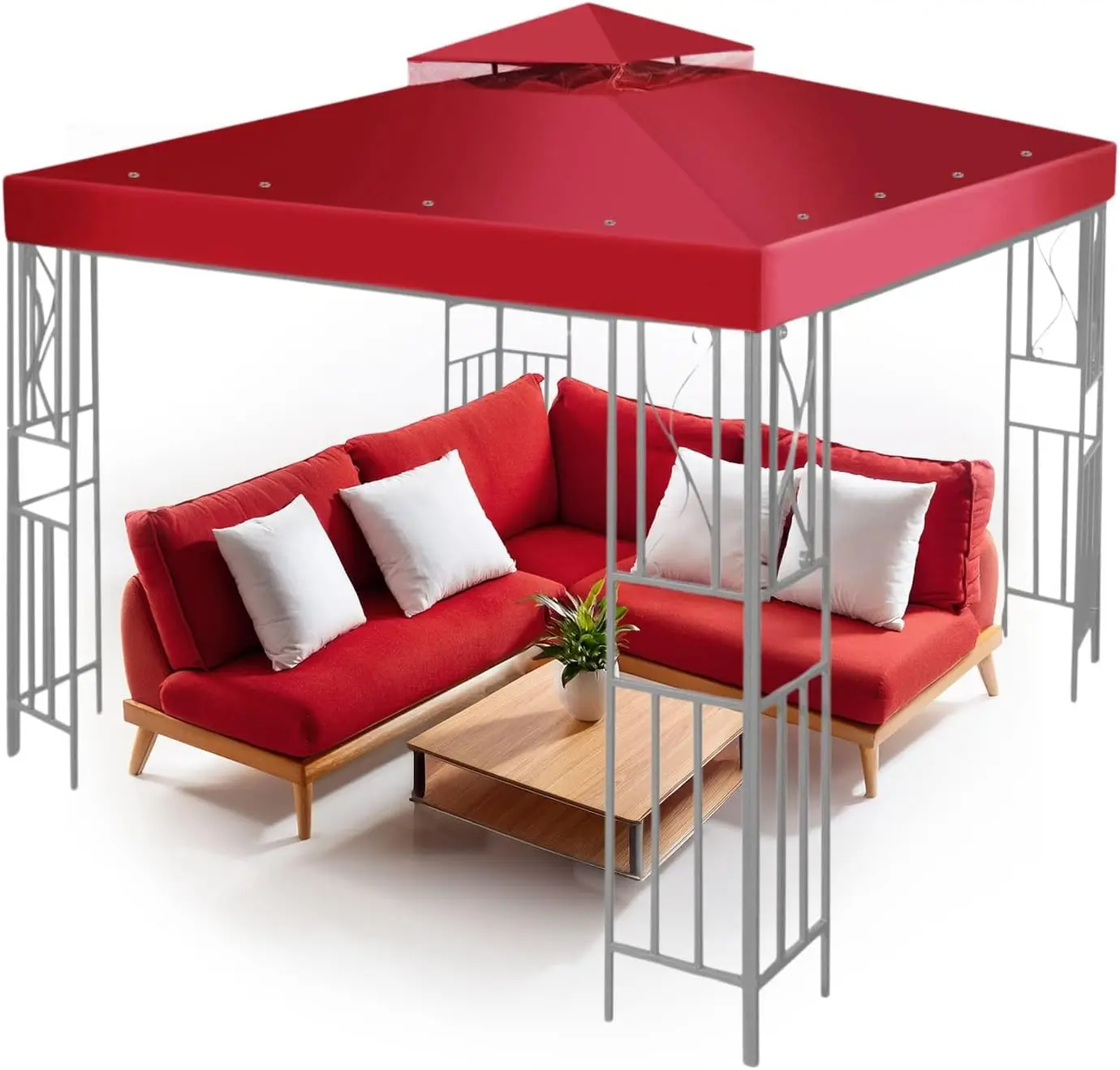 

Gazebo Cover Replacement Canopy Top 8x8 Ft (2.4m x 2.4m) Double Tier Top Canopy Cover Replacement with UV30 Dirt Water Resistant