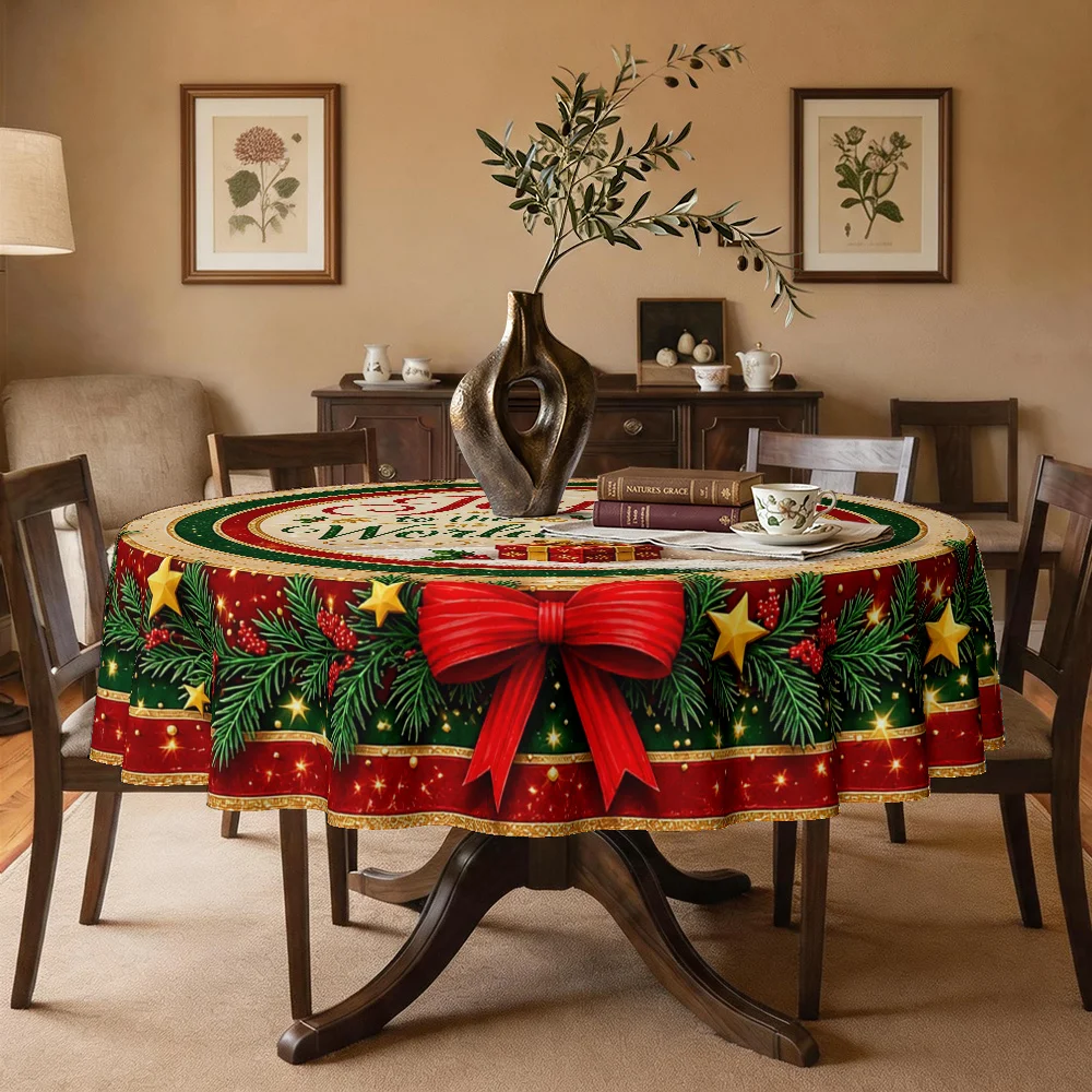 1 tablecloth, Christmas-themed, holiday snowman and 
