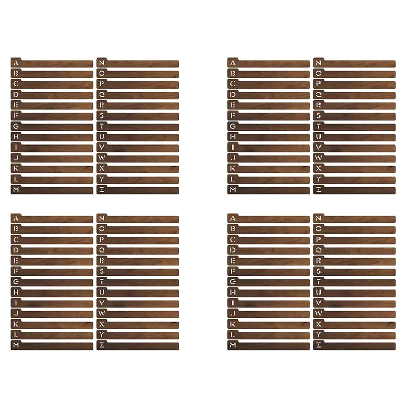 ABMF-104PCS Divisores de discos de madera, divisores de almacenamiento de discos de vinilo alfabéticos A-Z, guías organizadoras de soporte de discos