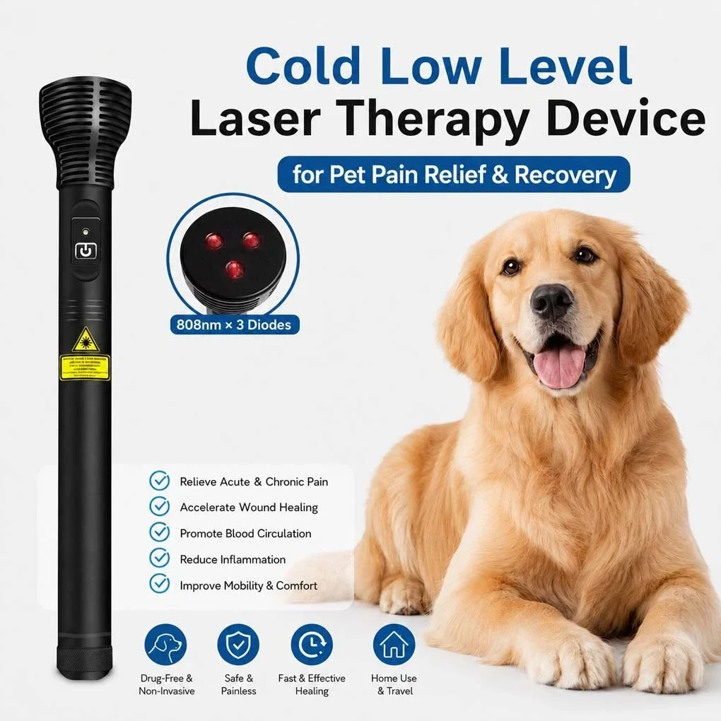 Frovab 600mW 808nm 3 Diode Cold Laser Acupuncture Pen LLLT Red Light Therapy Human Pets Wound Healing Sports Injury Joint Pain
