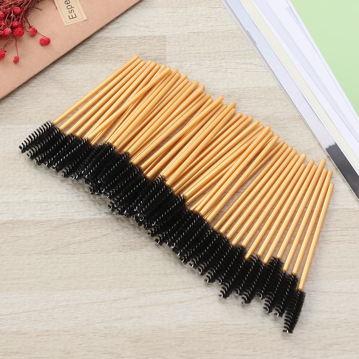 50 Uds. Cepillo de pestañas, picos de nailon para aplicación de máscara, herramienta de maquillaje, separador de pestañas, sin aglomeración, uso de extensión de pestañas postizas