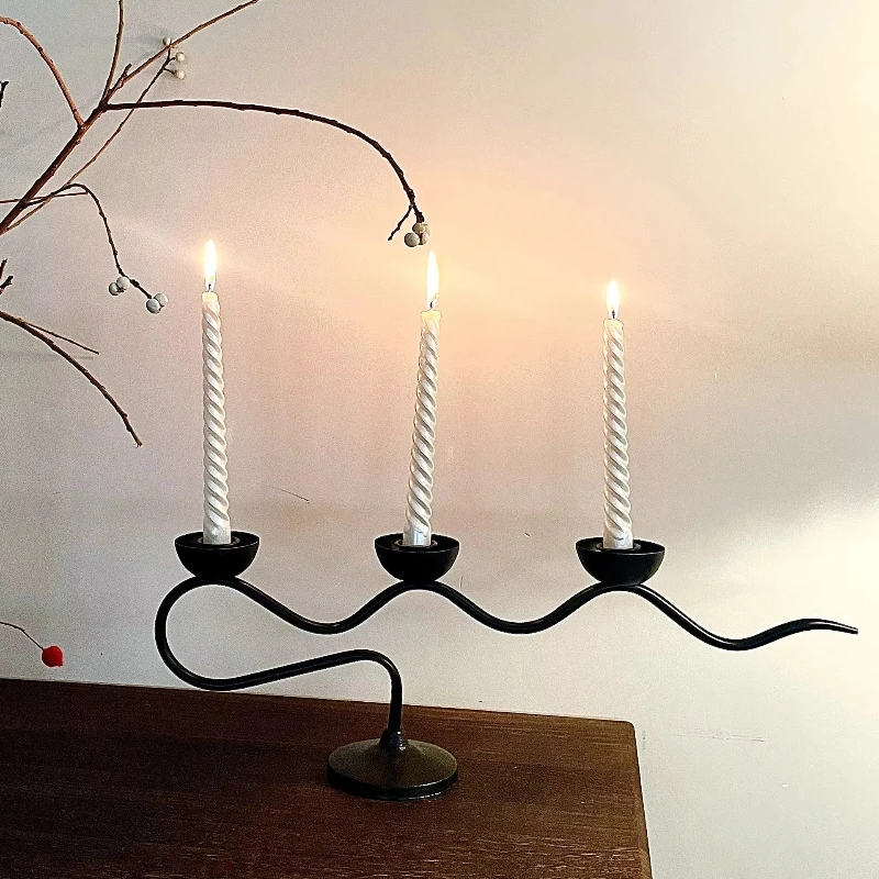 

Unique Design Candle Post Holder Room Decor New Black Candlestick Holder Hotel and Home Use