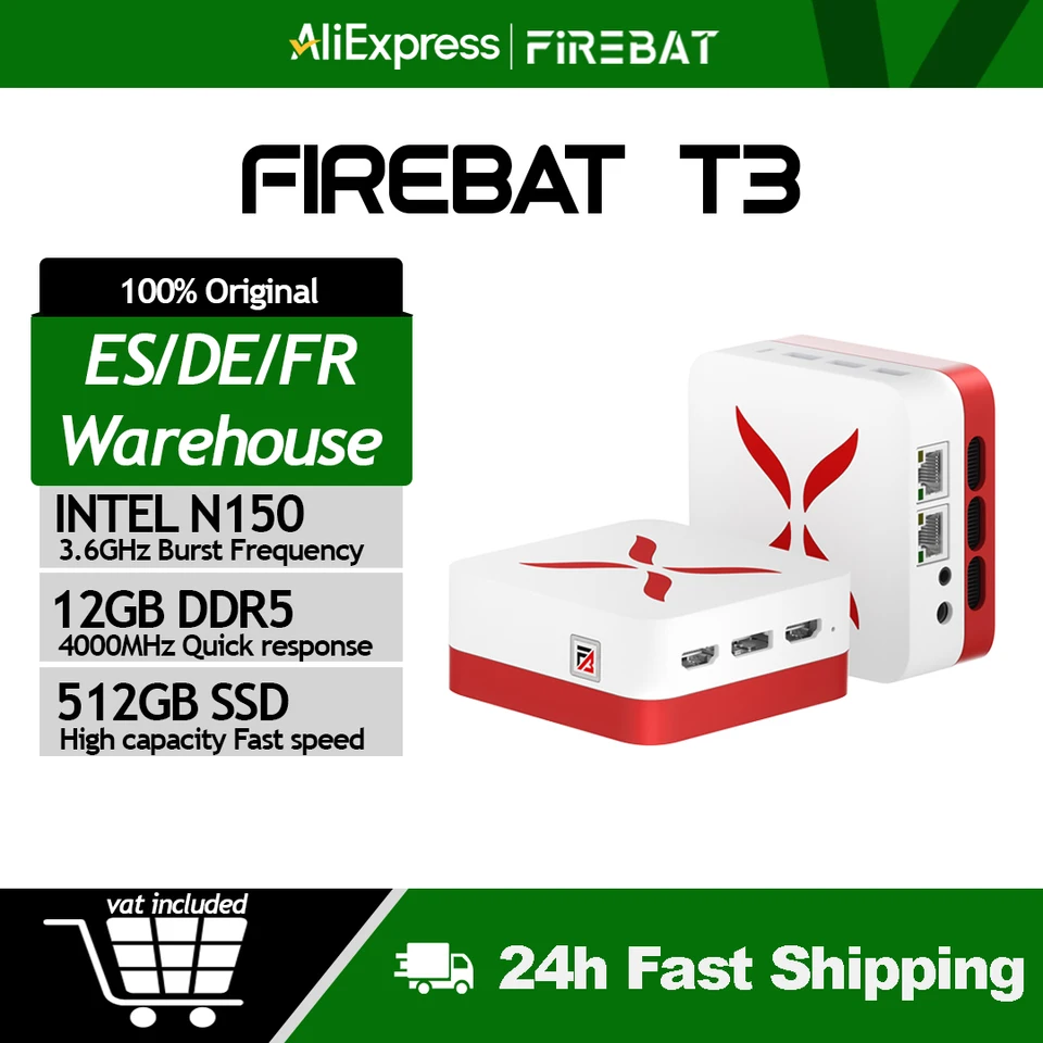 FIREBAT T3 Intel N150 MINI PC 12GB DDR5 RAM 512GB SSD Windows 11