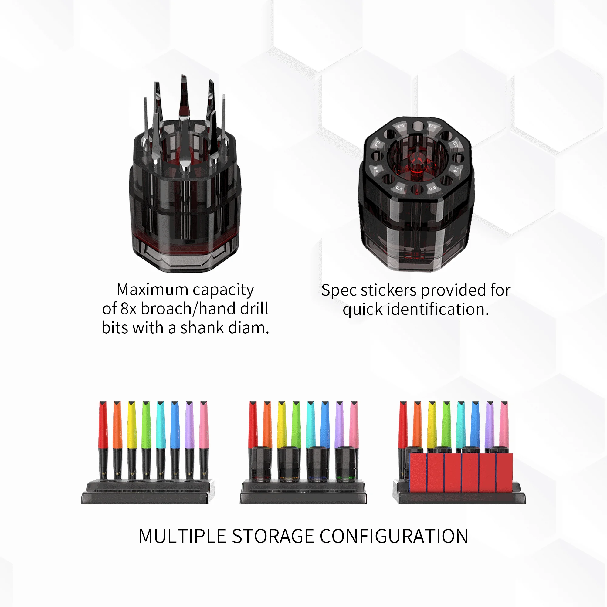 DSPIAE PT-PR PT-R Tool Storage Bin Tool Stand Cutting Bits Stprage Compartment Red Yellow Blue Green