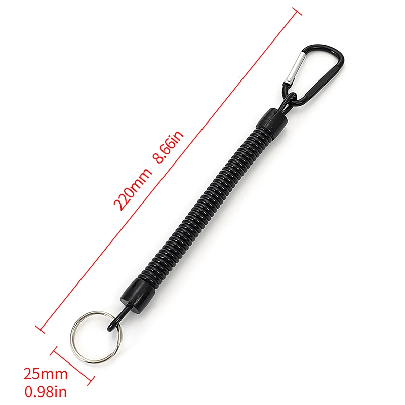 1 Pc Retractable Retention Rope Anti-Lost Elastic Safety Fishing Pole Guard Rope Spring Lanyard Rope Key Ring Chain Fishing Tool