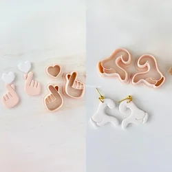 Hand Heart Gesture Shaped Clay Cutters Valentine's Day Love Heart Soft Pottery Clay Molds Jewelry Earring Pendant Handmade Tools