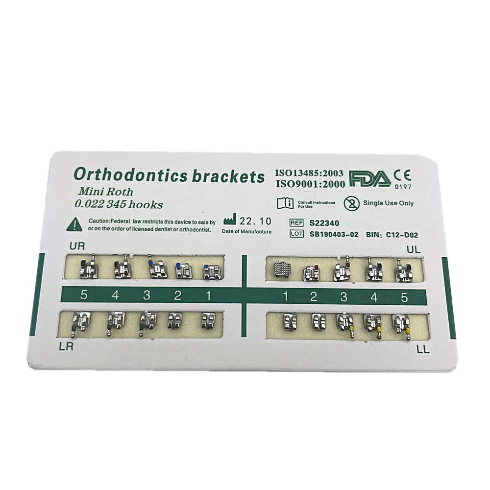 1pack Dental Orthodontic Metal Braces Bracket Mini Roth/MBT/Edgewise 022 Hooks 345 Dental Bracket Dentist Product