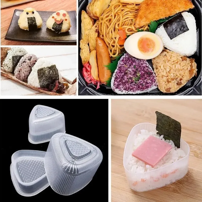 4PCS Sushi Mold Box Transparent Triangular Sushi Maker Mold Onigiri Rice Ball Food Press Sushi Kit Kitchen Bento Accessorie