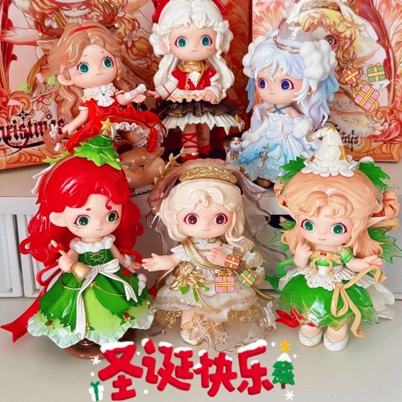 Qiaoqiao Joyのクリスマスシークレットダンスモデルミステリーボックスデコレーション、プリンセスファッション彫像、卓上デコレーション、カワイイ、新製品、2024