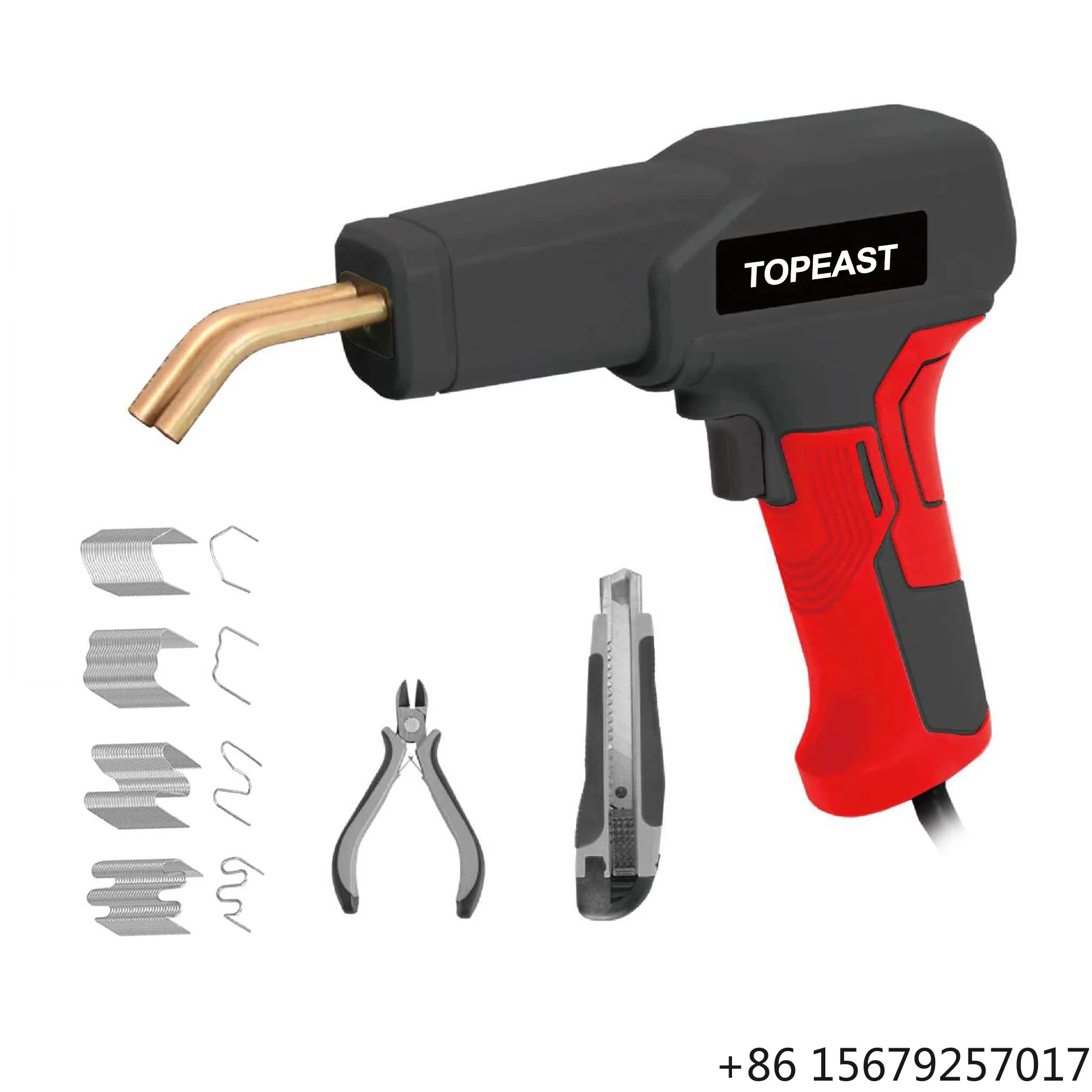 Portable 50W Plastic Welding Hot Stapler Kit with 4 Staple Tips for Motorcycle Fairing and Car Bumper Repair
