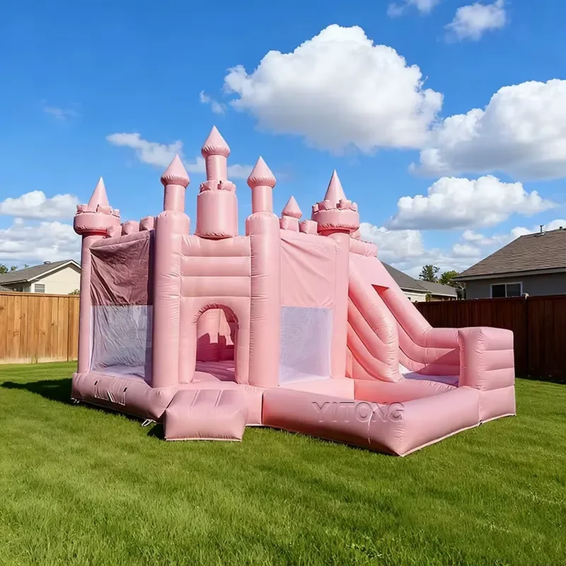 Bouncy Castle with Slide pink Bounce House Inflatable Commercial Outdoor Jumping Castle for Kids