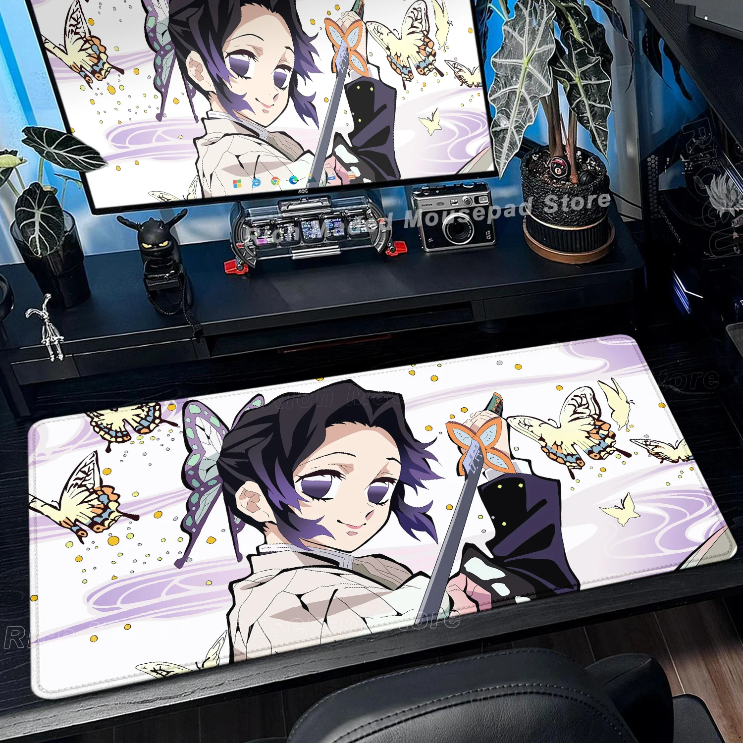 

Purple Butterfly Kochou Shinobu Mouse Pad Laptop Japan Anime PC Extended Desk Mat Demon Slayer Mousepad XXL Kawaii Keyboard Pads