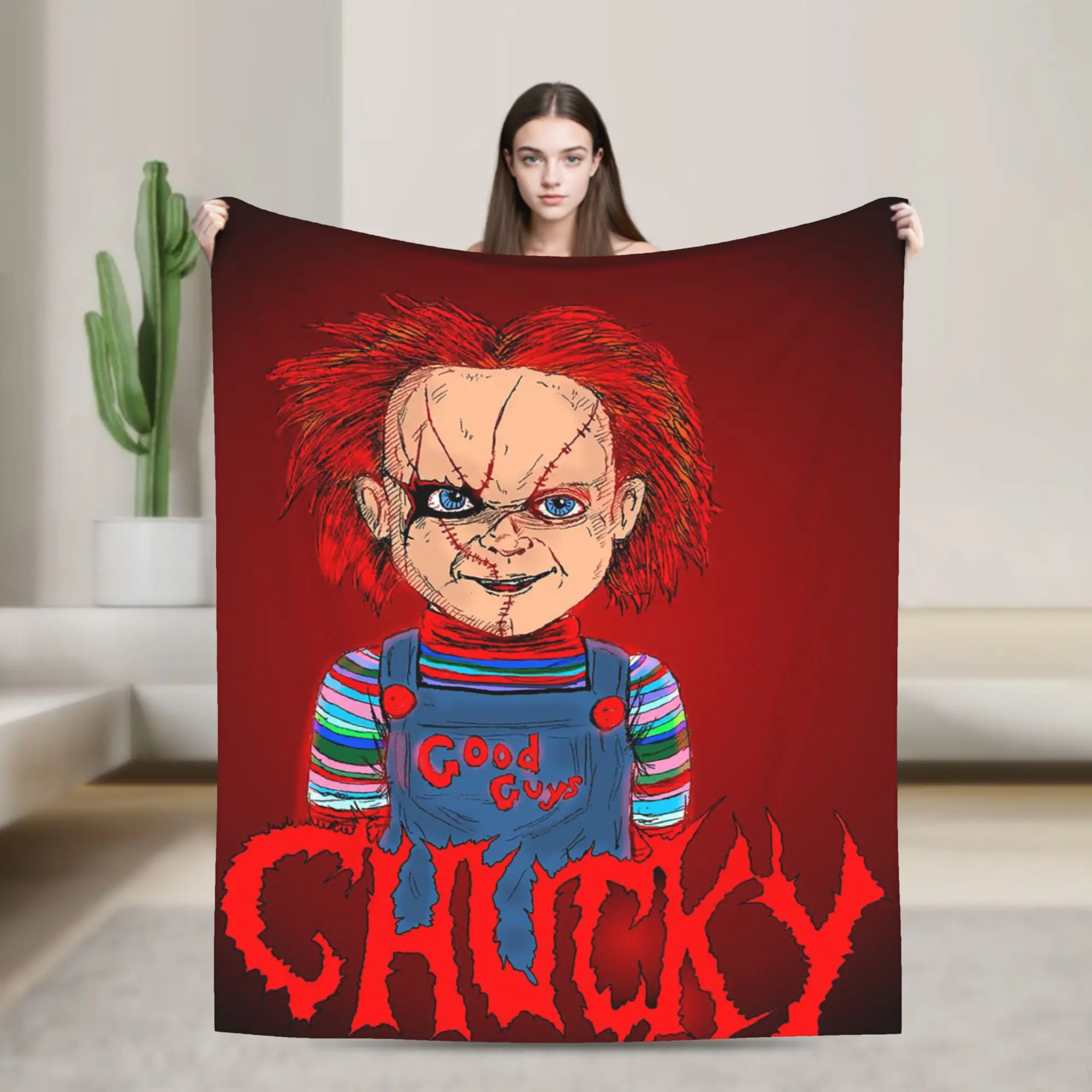Halloween Movie Horror Chuckys Coral Fleece Plush Throw Blanket Child's Play Blanket for Home Bedroom Super Soft Bedspread,
