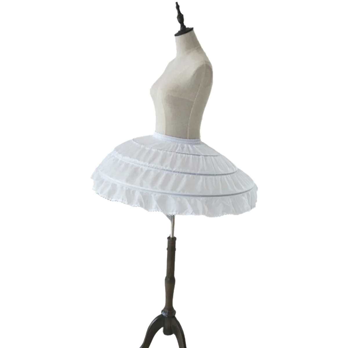 Weiße 3-Reifen-Hochzeits-Petticoats für kurzes Kleid, Ballettrock, Krinoline, elastisch, verstellbare Taille, Unterrock