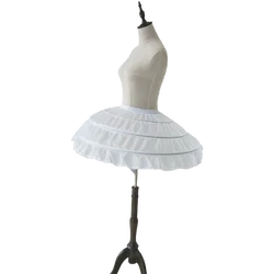 White 3 Hoops Wedding Petticoats for Short Dress Ballet Skirt Girls Crinoline Elastic Adjustable Waist Underskirt