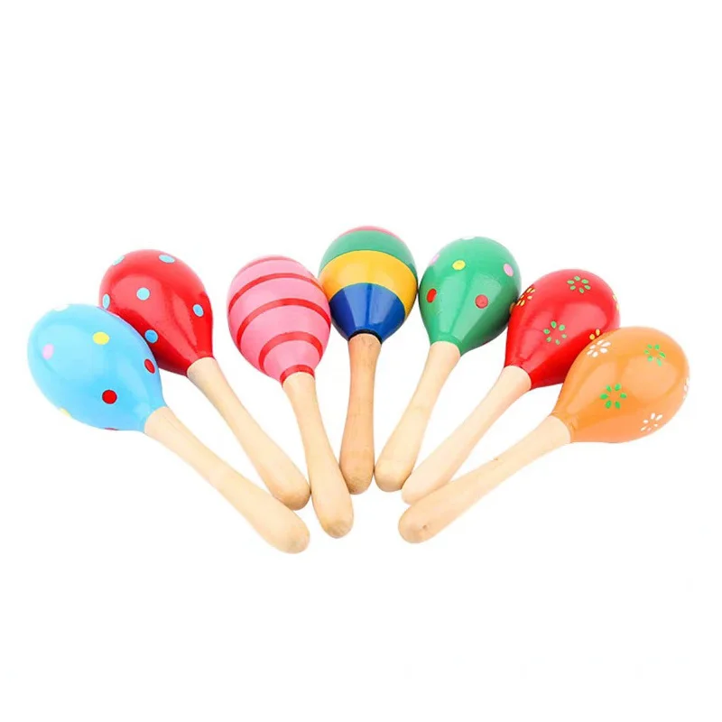 100Pcs/Lot Colorful Wooden Maracas Baby Musical Instrument Rattle Shaker Toys for Birthday Baby Shower Party Favors Baptism Gifs