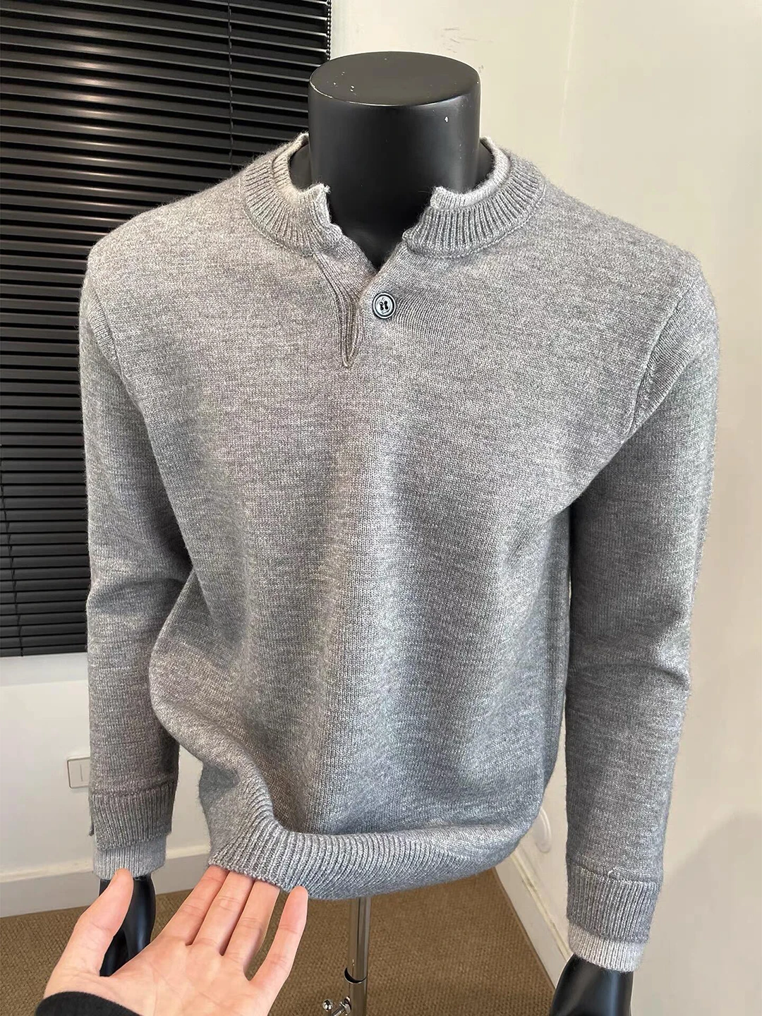 

Мужской трикотажный джемпер с воротником хенли, теплый, для многослойных образов, из мягкого полиэстера, с длинным рукавом, стандартный крой, повседневный, из полиэфирного волокна